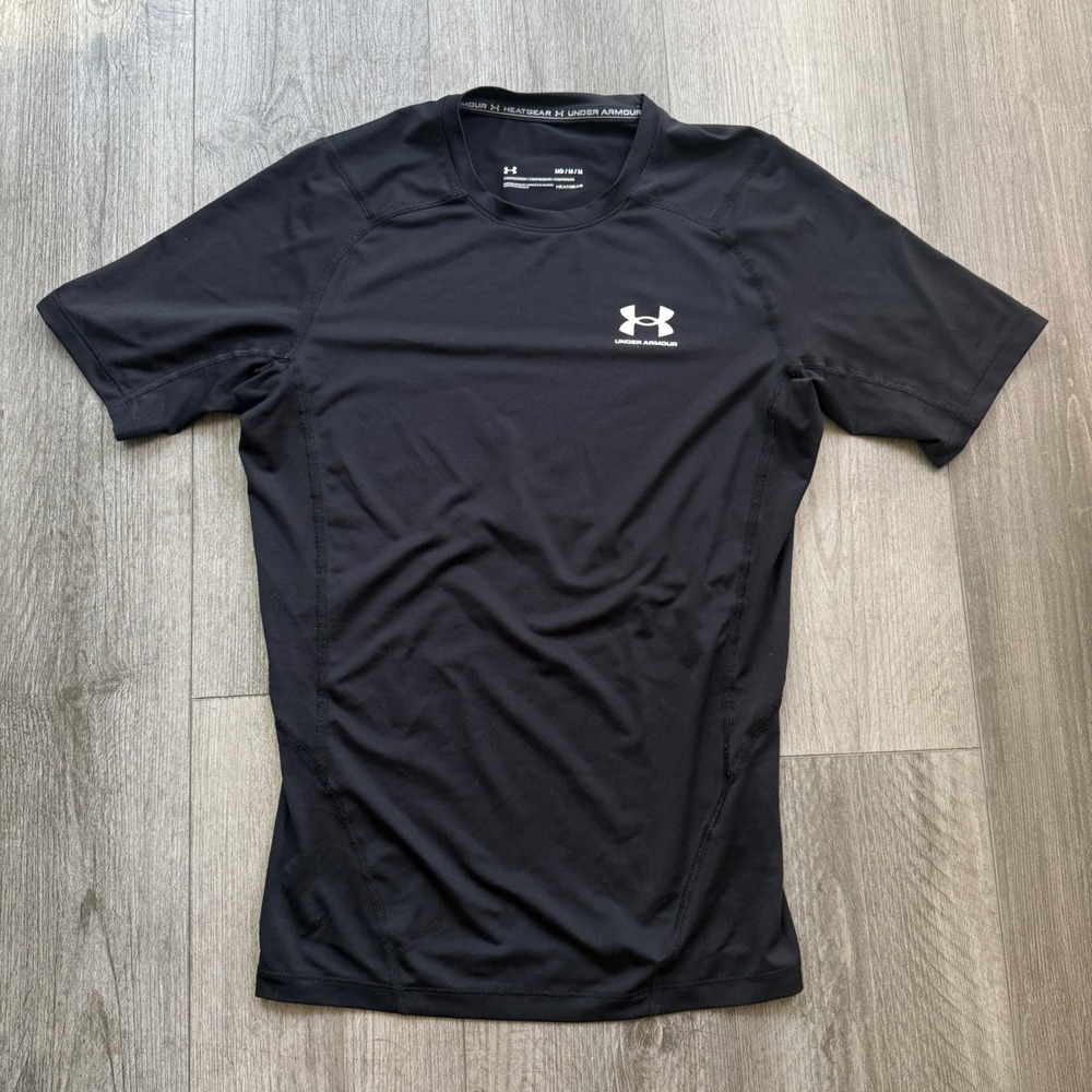 Under Armour HeatGear Mens M Black Compression Shirt Short Sleeve Athletic